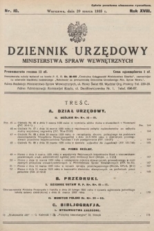 Dziennik Urzędowy Ministerstwa Spraw Wewnętrznych. 1935, nr 10