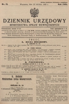 Dziennik Urzędowy Ministerstwa Spraw Wewnętrznych. 1935, nr 13