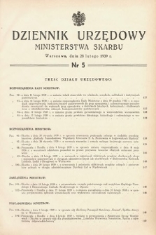Dziennik Urzędowy Ministerstwa Skarbu. 1939, nr 5