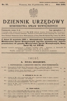 Dziennik Urzędowy Ministerstwa Spraw Wewnętrznych. 1935, nr 32