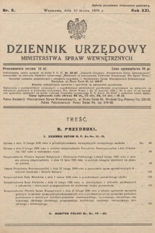 Dziennik Urzędowy Ministerstwa Spraw Wewnętrznych. 1938, nr 8