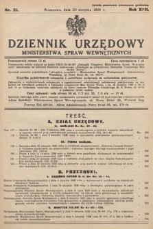 Dziennik Urzędowy Ministerstwa Spraw Wewnętrznych. 1939, nr 21
