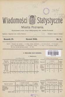 Wiadomości Statystyczne Miasta Poznania. R.17, 1928, nr 1