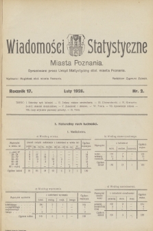 Wiadomości Statystyczne Miasta Poznania. R.17, 1928, nr 2