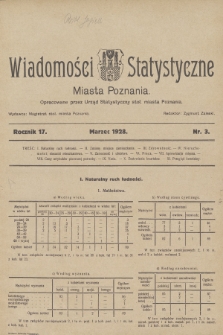 Wiadomości Statystyczne Miasta Poznania. R.17, 1928, nr 3