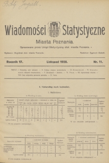 Wiadomości Statystyczne Miasta Poznania. R.17, 1928, nr 11