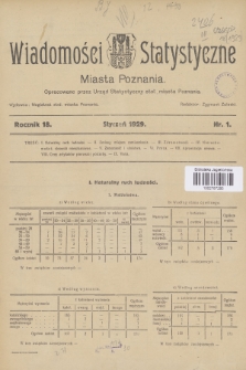 Wiadomości Statystyczne Miasta Poznania. R.18, 1929, nr 1