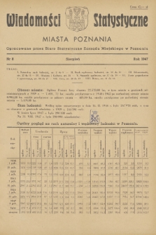 Wiadomości Statystyczne Miasta Poznania. 1947, nr 8