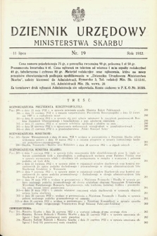 Dziennik Urzędowy Ministerstwa Skarbu. 1932, nr 19