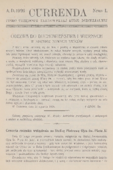 Currenda : pismo urzędowe tarnowskiej kurji diecezjalnej. 1926, kurenda 1