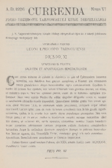 Currenda : pismo urzędowe tarnowskiej kurji diecezjalnej. 1926, kurenda 6