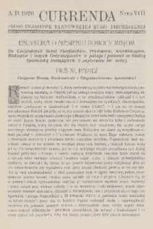Currenda : pismo urzędowe tarnowskiej kurji diecezjalnej. 1926, kurenda 8