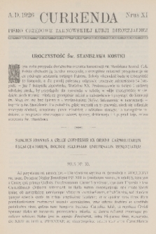 Currenda : pismo urzędowe tarnowskiej kurji diecezjalnej. 1926, kurenda 11