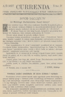 Currenda : pismo urzędowe tarnowskiej kurji diecezjalnej. 1927, kurenda 4