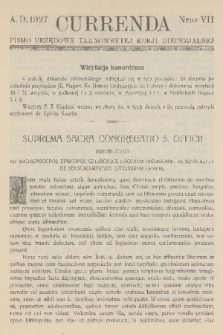 Currenda : pismo urzędowe tarnowskiej kurji diecezjalnej. 1927, kurenda 7