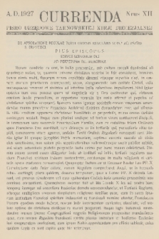Currenda : pismo urzędowe tarnowskiej kurji diecezjalnej. 1927, kurenda 12