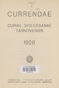 Currenda : pismo urzędowe tarnowskiej kurji diecezjalnej. 1928, Index