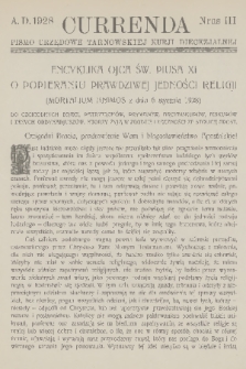 Currenda : pismo urzędowe tarnowskiej kurji diecezjalnej. 1928, kurenda 3