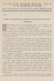 Currenda : pismo urzędowe tarnowskiej kurji diecezjalnej. 1928, kurenda 4