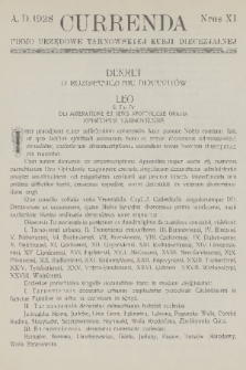 Currenda : pismo urzędowe tarnowskiej kurji diecezjalnej. 1928, kurenda 11