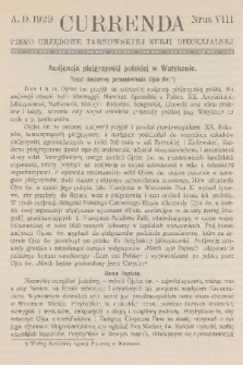 Currenda : pismo urzędowe tarnowskiej kurji diecezjalnej. 1929, kurenda 8