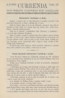 Currenda : pismo urzędowe tarnowskiej kurji diecezjalnej. 1930, kurenda 3