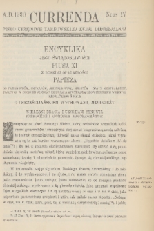Currenda : pismo urzędowe tarnowskiej kurji diecezjalnej. 1930, kurenda 4