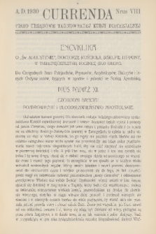Currenda : pismo urzędowe tarnowskiej kurji diecezjalnej. 1930, kurenda 8