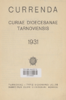 Currenda : pismo urzędowe tarnowskiej kurji diecezjalnej. 1931, Index
