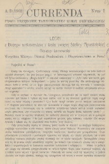 Currenda : pismo urzędowe tarnowskiej kurji diecezjalnej. 1931, kurenda 1