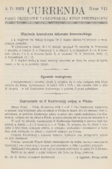 Currenda : pismo urzędowe tarnowskiej kurji diecezjalnej. 1931, kurenda 7