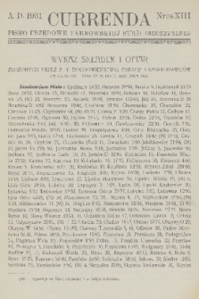 Currenda : pismo urzędowe tarnowskiej kurji diecezjalnej. 1931, kurenda 13