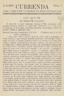 Currenda : pismo urzędowe tarnowskiej kurji diecezjalnej. 1932, kurenda 1