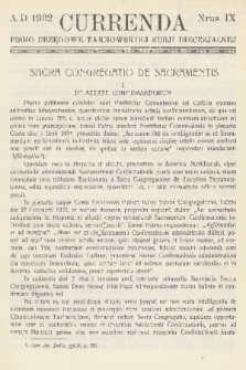 Currenda : pismo urzędowe tarnowskiej kurji diecezjalnej. 1932, kurenda 9
