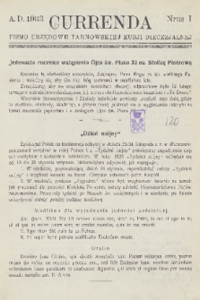 Currenda : pismo urzędowe tarnowskiej kurji diecezjalnej. 1933, kurenda 1