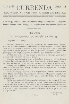 Currenda : pismo urzędowe tarnowskiej kurji diecezjalnej. 1933, kurenda 3
