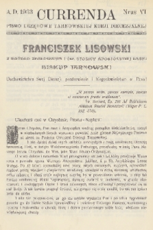 Currenda : pismo urzędowe tarnowskiej kurji diecezjalnej. 1933, kurenda 6