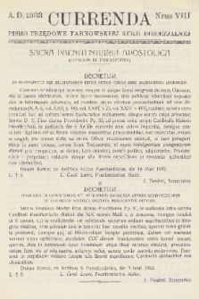 Currenda : pismo urzędowe tarnowskiej kurji diecezjalnej. 1933, kurenda 8