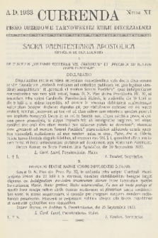Currenda : pismo urzędowe tarnowskiej kurji diecezjalnej. 1933, kurenda 11