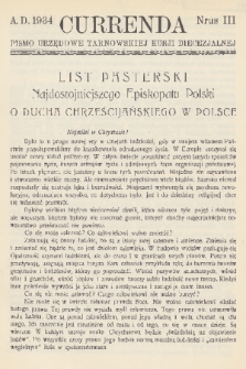 Currenda : pismo urzędowe tarnowskiej kurji diecezjalnej. 1934, kurenda 3