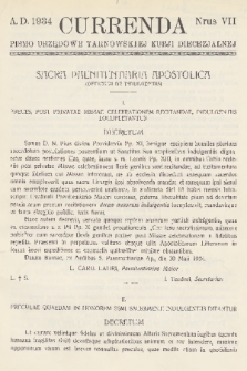 Currenda : pismo urzędowe tarnowskiej kurji diecezjalnej. 1934, kurenda 7