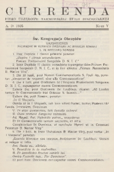 Currenda : pismo urzędowe tarnowskiej kurji diecezjalnej. 1935, kurenda 5