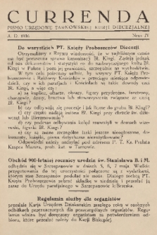 Currenda : pismo urzędowe tarnowskiej kurji diecezjalnej. 1936, kurenda 4