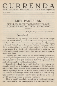 Currenda : pismo urzędowe tarnowskiej kurji diecezjalnej. 1936, kurenda 8