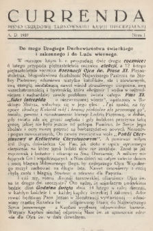 Currenda : pismo urzędowe tarnowskiej kurji diecezjalnej. 1937, kurenda 1