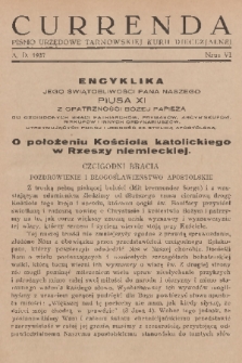 Currenda : pismo urzędowe tarnowskiej kurji diecezjalnej. 1937, kurenda 6