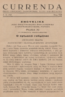 Currenda : pismo urzędowe tarnowskiej kurji diecezjalnej. 1937, kurenda 8