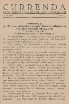 Currenda : pismo urzędowe tarnowskiej kurji diecezjalnej. 1937, kurenda 9