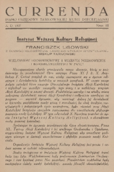 Currenda : pismo urzędowe tarnowskiej kurji diecezjalnej. 1937, kurenda 11