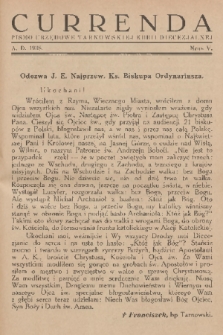 Currenda : pismo urzędowe tarnowskiej kurji diecezjalnej. 1938, kurenda 5